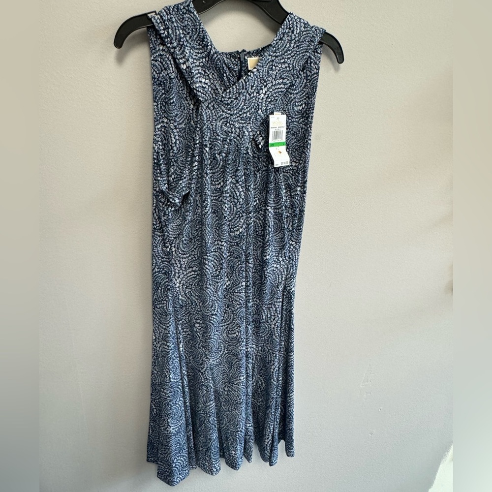MICHAEL Michael Kors Navy and White Swirl Print Midi Dress